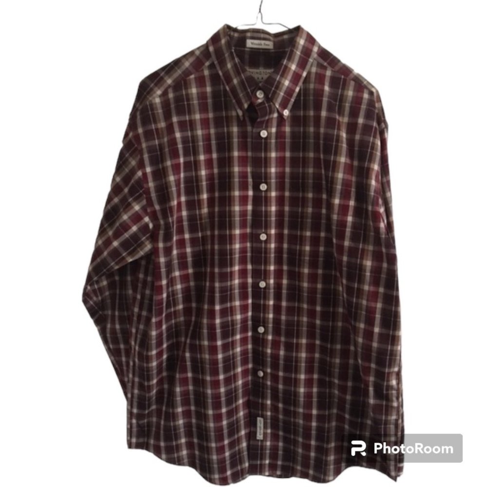 Covington Wrinkle Free Plaid Button Down Shirt Long Sleeve